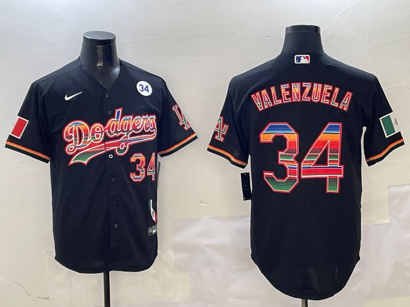 Men Los Angeles Dodgers 34 Valenzuela Black Fashion Game 2025 Nike MLB Jersey style 3121